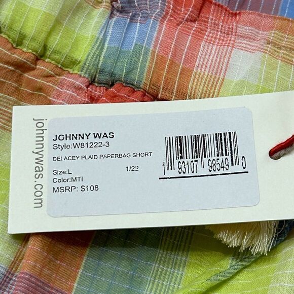 Johnny Was Delacey Plaid Paperbag Shorts - Picture 10 of 10